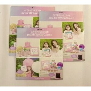 Three NEW Amscan Enchanted Unicorn Birthday Party Customizable Chalkboard Signs